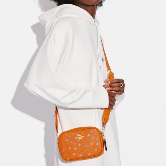 Coach Handbags - Coach Mini Jamie Camera Bag With Mini Vintage Rose Print Crossbody Bag Orange